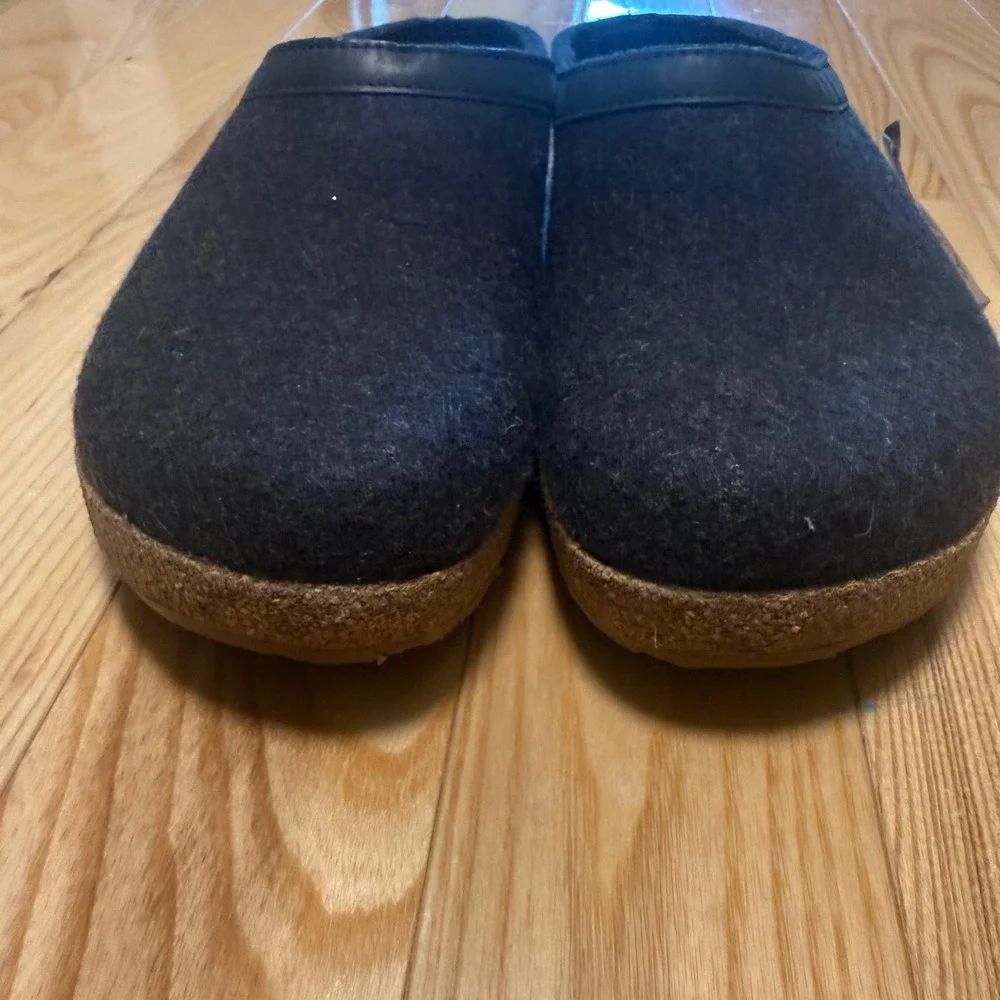 Haflinger GZL Leather Trim Wool Clogs Hard Sole Slippers EU 46 US Men's 13